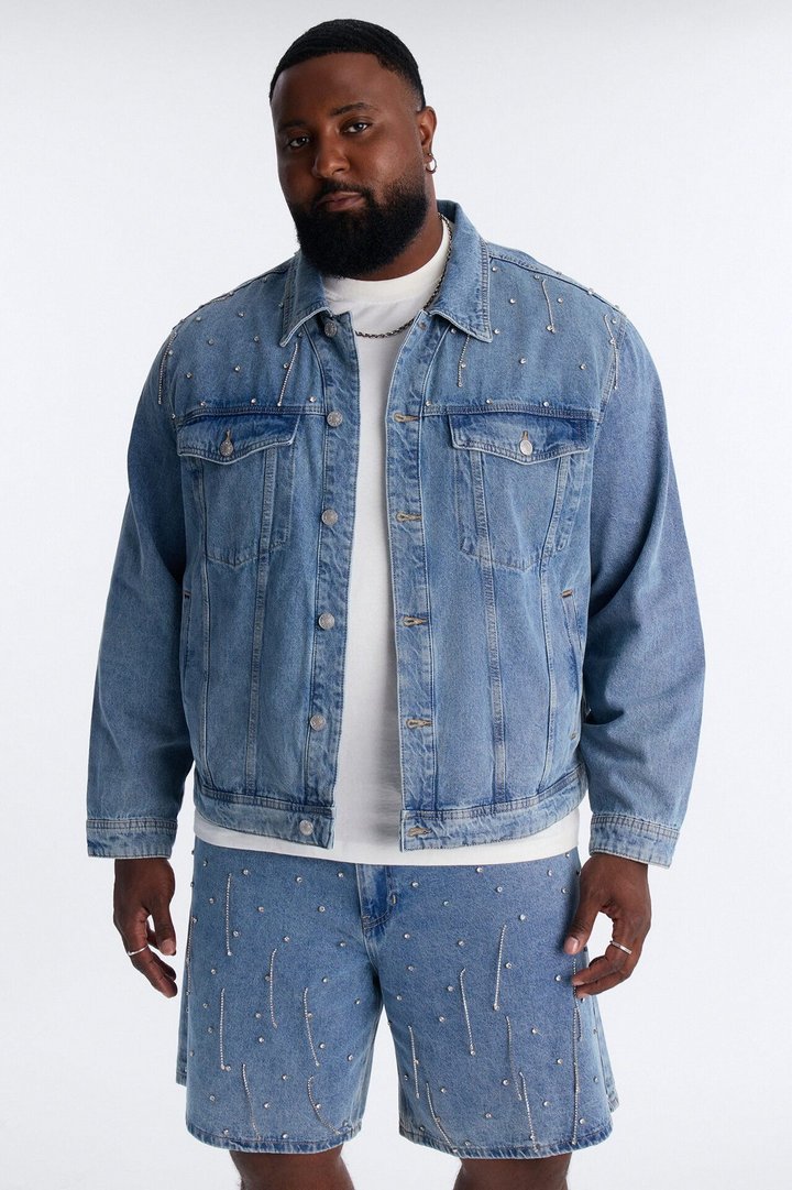 Cropped Street Ice Denim Jacket - Light Wash