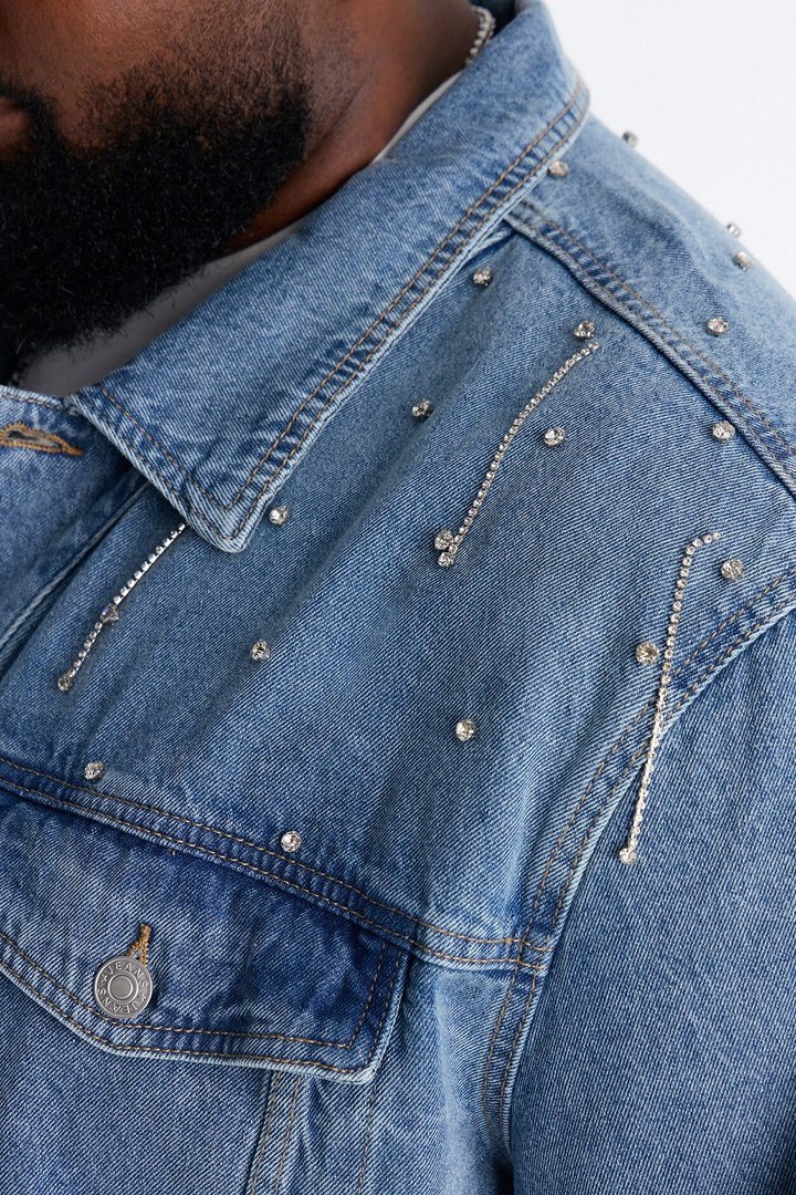 Cropped Street Ice Denim Jacket - Light Wash