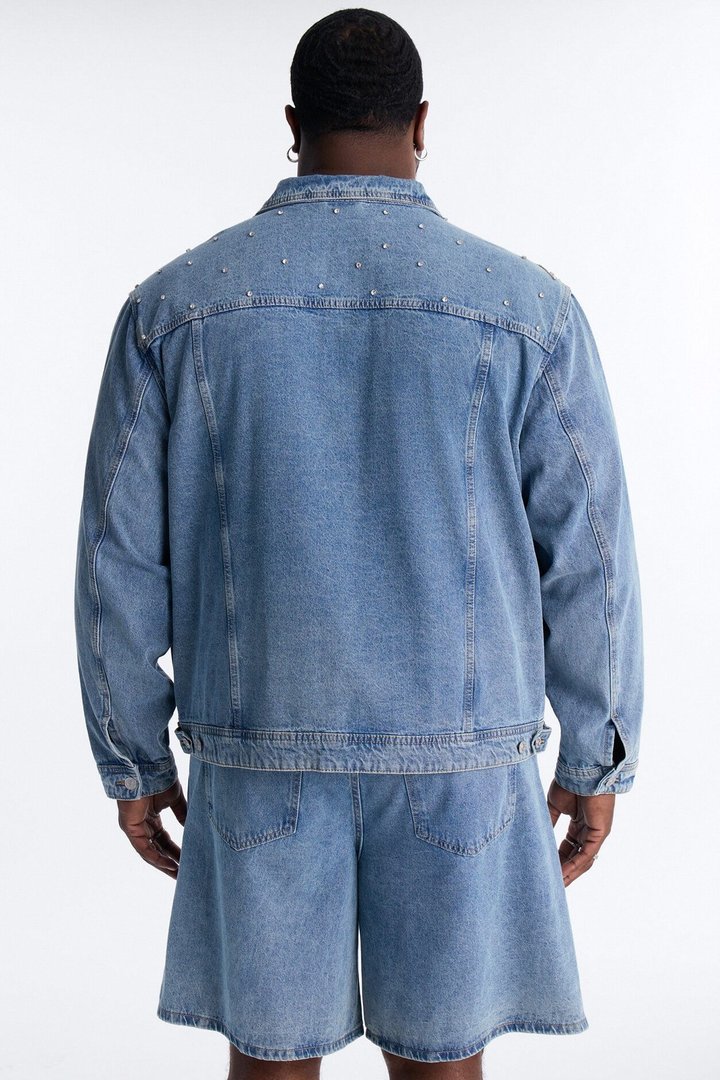 Cropped Street Ice Denim Jacket - Light Wash