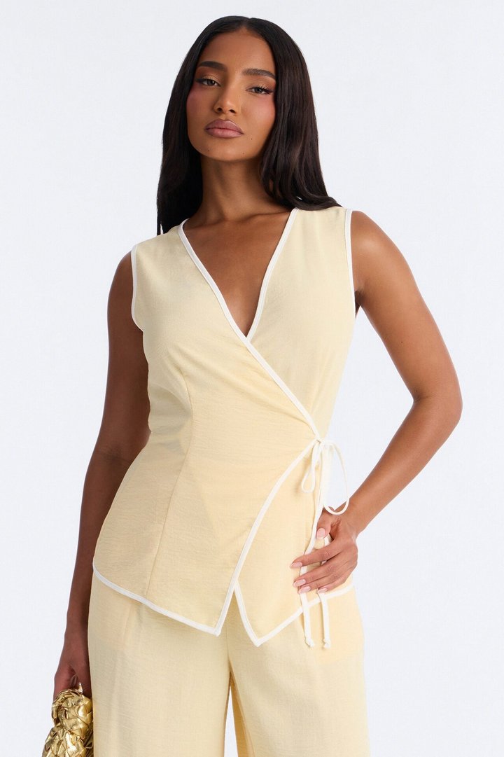 Natalia Sleeveless Pant Set - Yellow