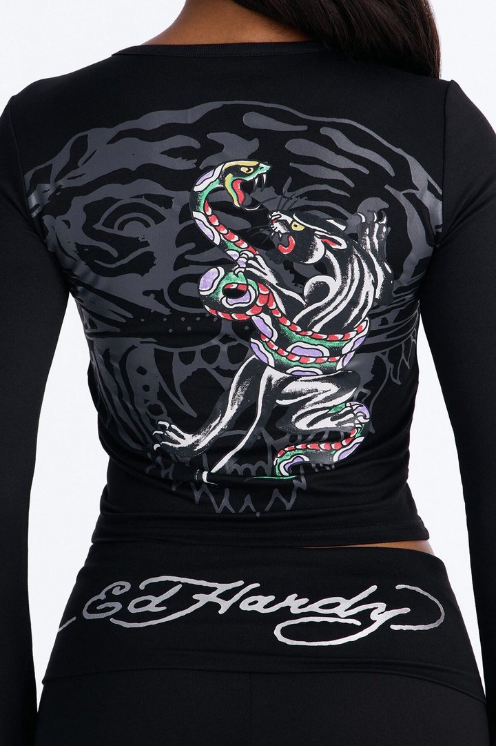 Ed Hardy Love Kills Flare PJ Pant Set - Black