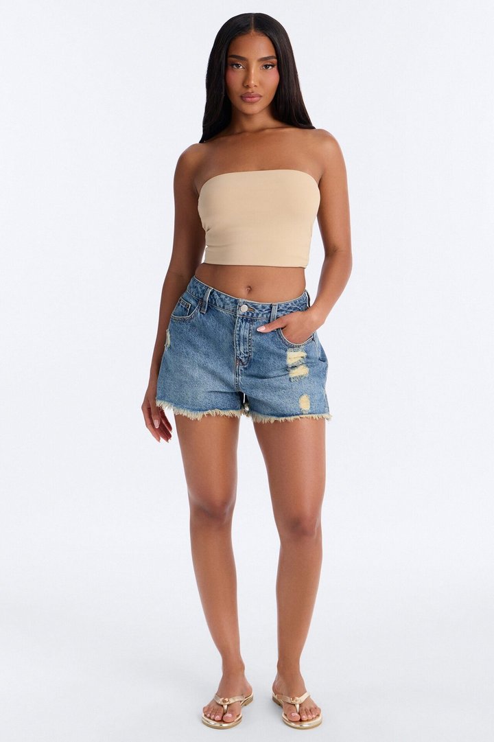 Nantucket Cut Off Ripped Denim Shorts - Vintage Wash