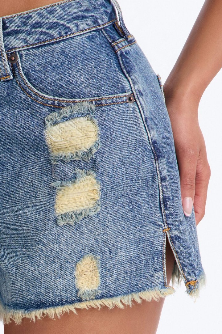 Nantucket Cut Off Ripped Denim Shorts - Vintage Wash