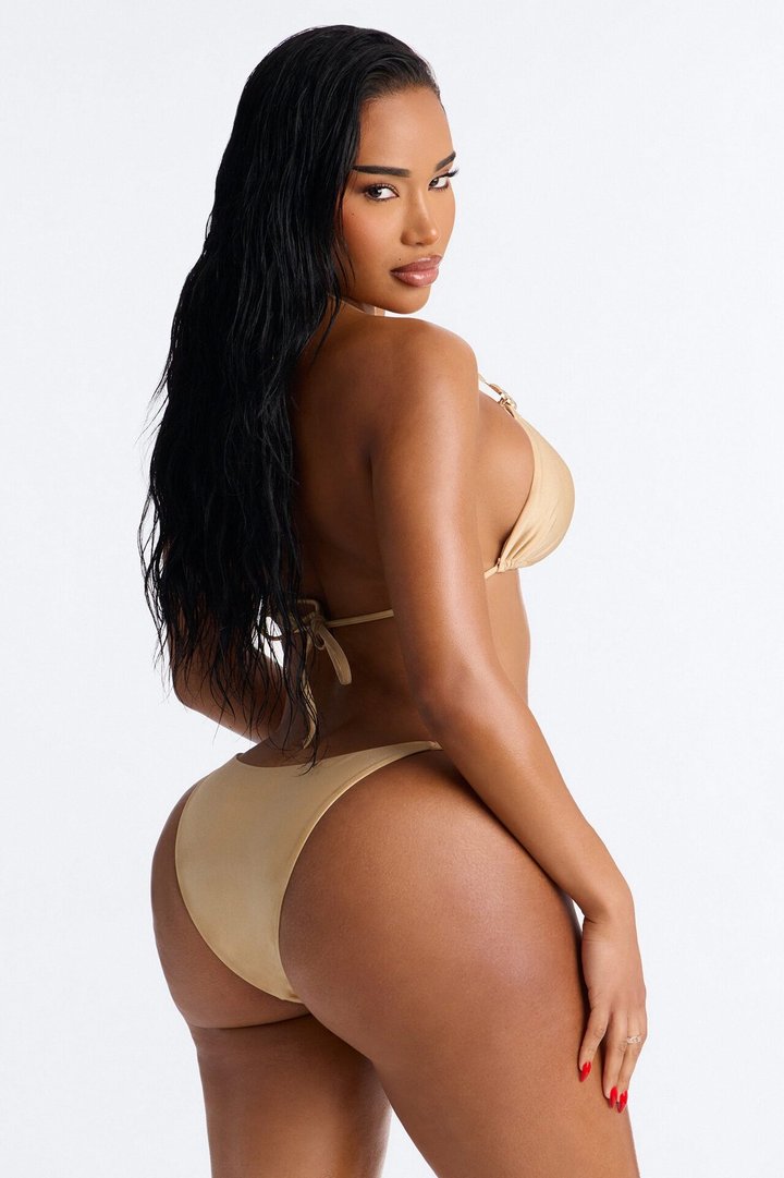 Like A Firework 2 Piece Shimmer Triangle Bikini Set - Nude