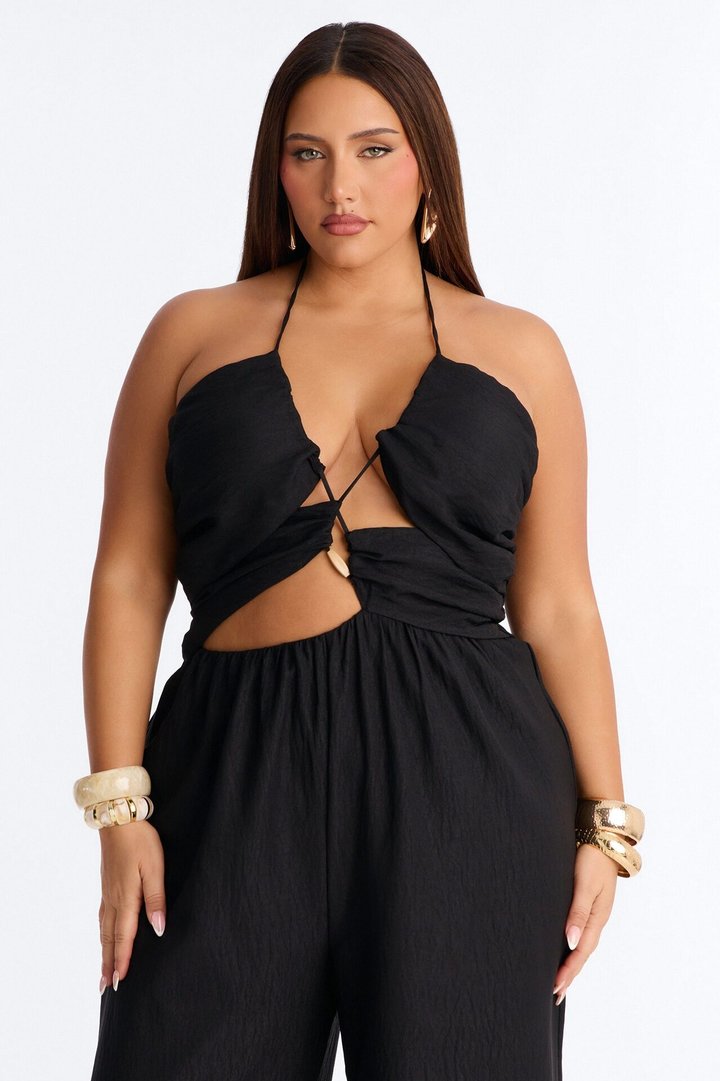 Grayson Strappy Wide Leg Jumpsuit - Black