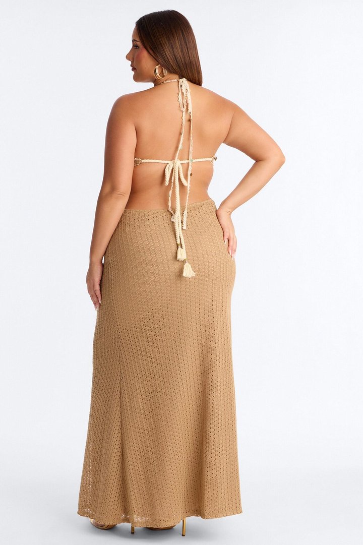 Remi Backless Crochet Maxi Dress - Mocha