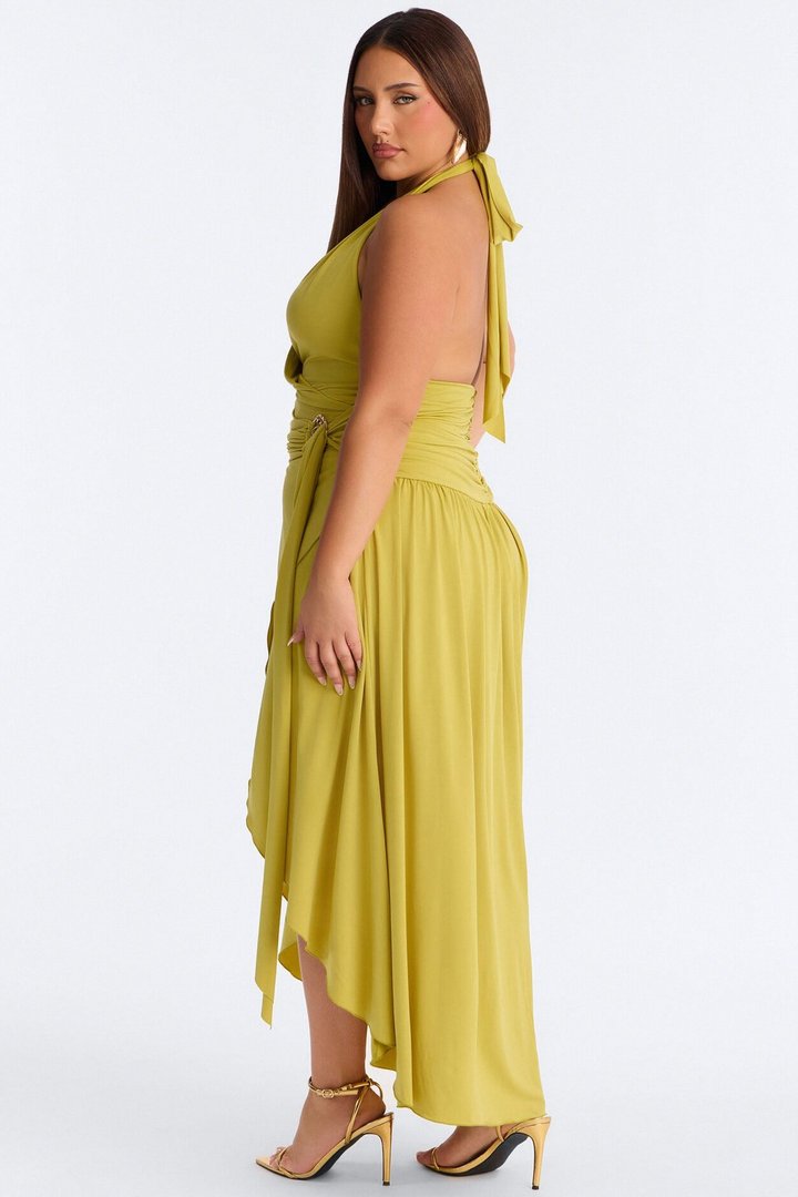 Astrid Asymmetrical Maxi Dress - Chartreuse