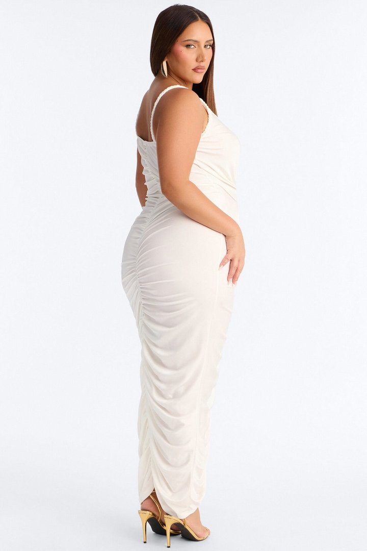 Giselle Ruched Maxi Dress - White