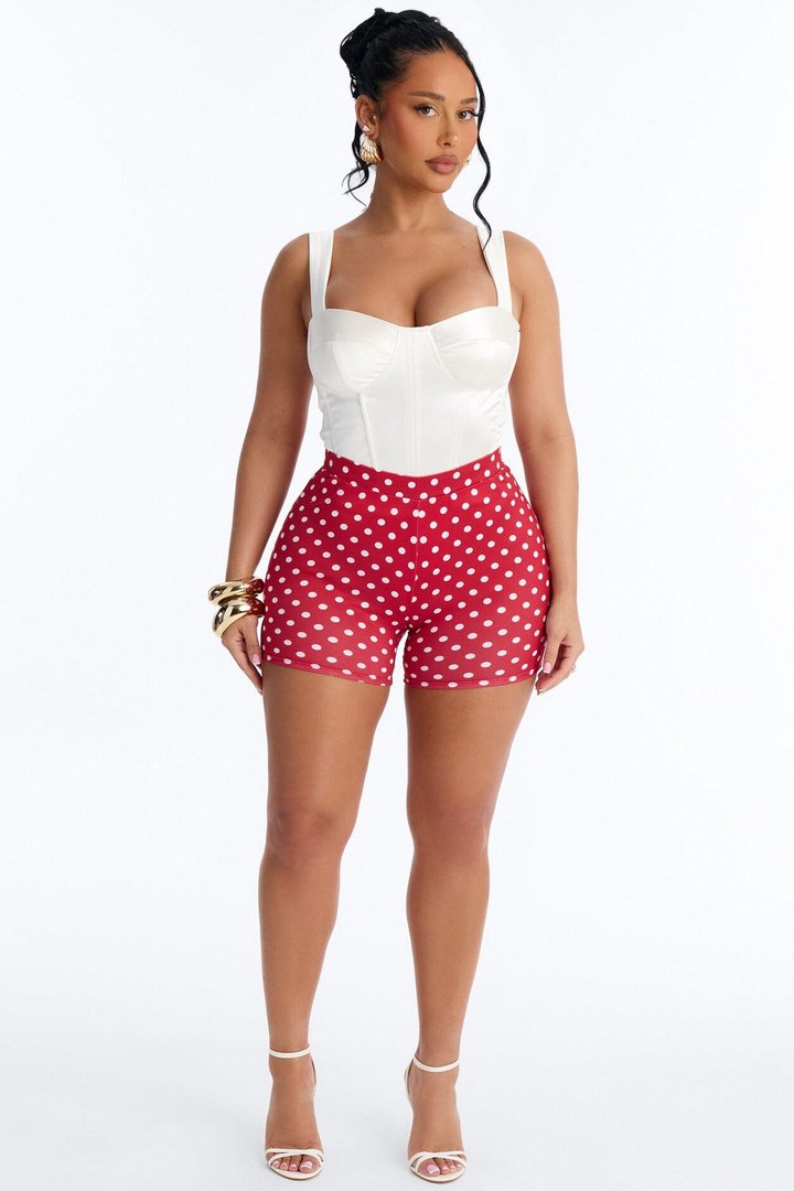 Light Stroll Polka Dot Biker Short - Red