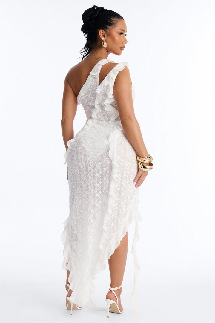 Feed My Ego Lace Midi Dress - White