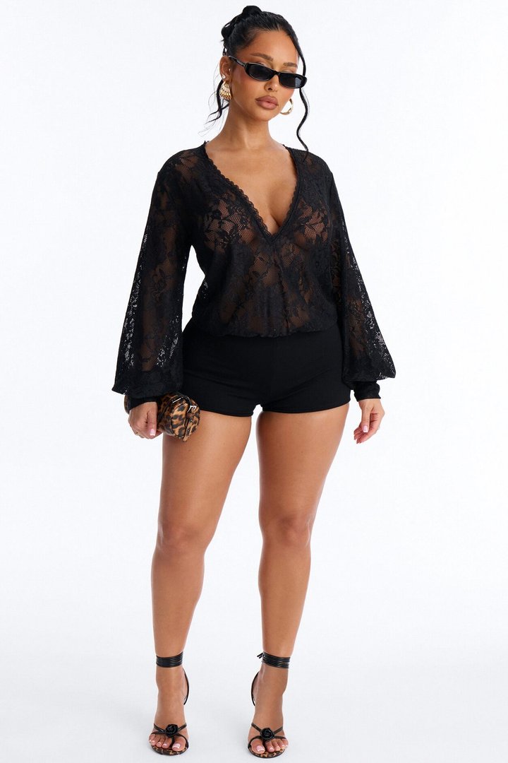 Chelsea Lace Micro Romper - Black