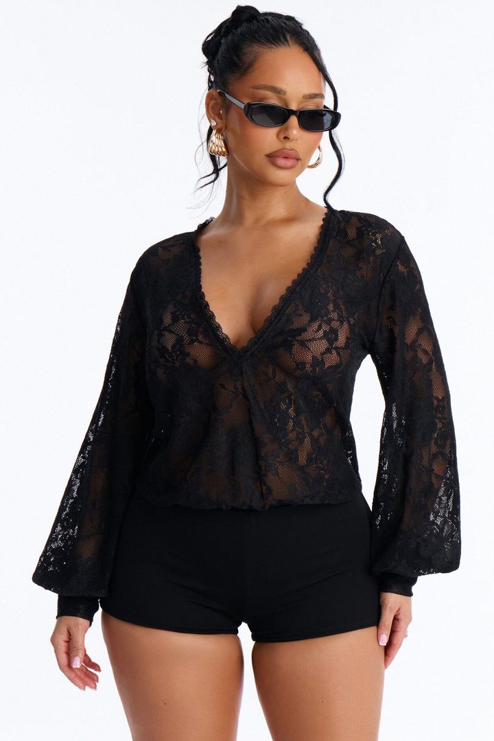 Chelsea Lace Micro Romper - Black