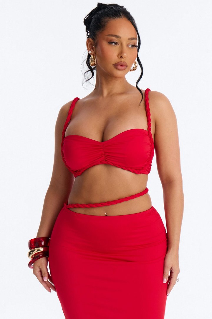 Zaria Braided Maxi Skirt Set - Red