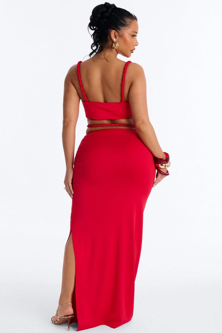 Zaria Braided Maxi Skirt Set - Red