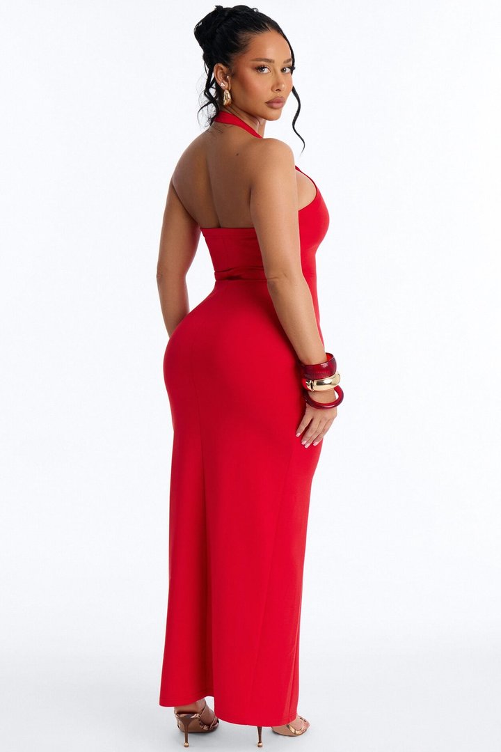 Jezabell Halter Maxi Dress - Red