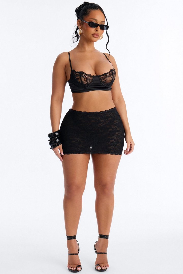 Barely There Lace Mini Skirt - Black