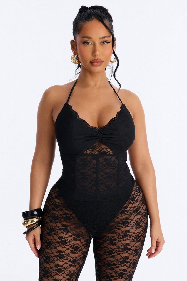 Gina Lace Capri Set - Black