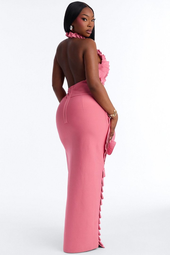 Rose Haze Bandage Maxi Dress - Pink