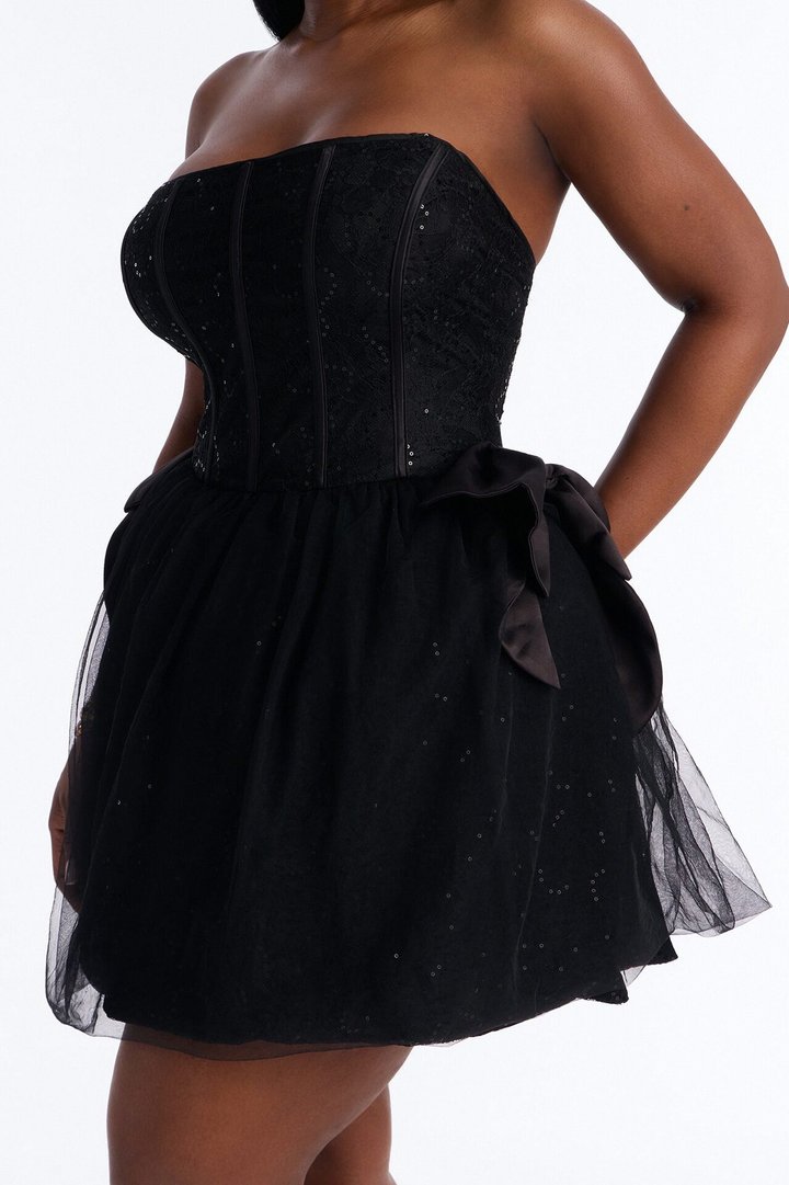 Rayna Embellished Lace Mini Dress - Black