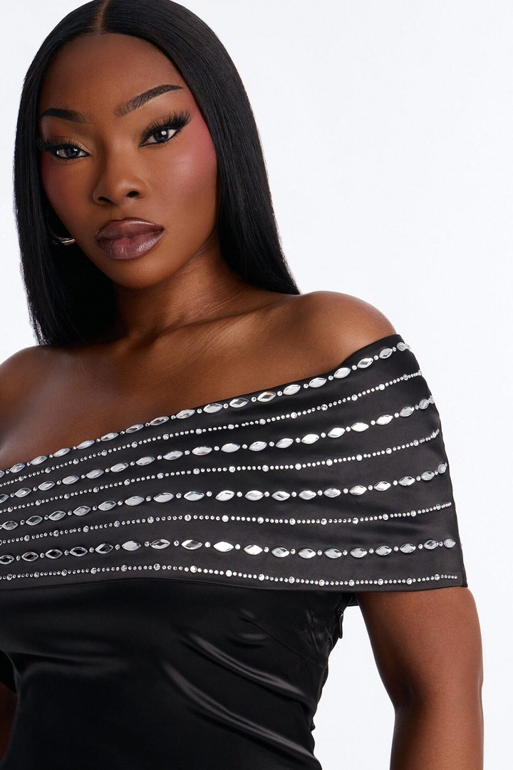 Dream Moment Satin Maxi Gown - Black