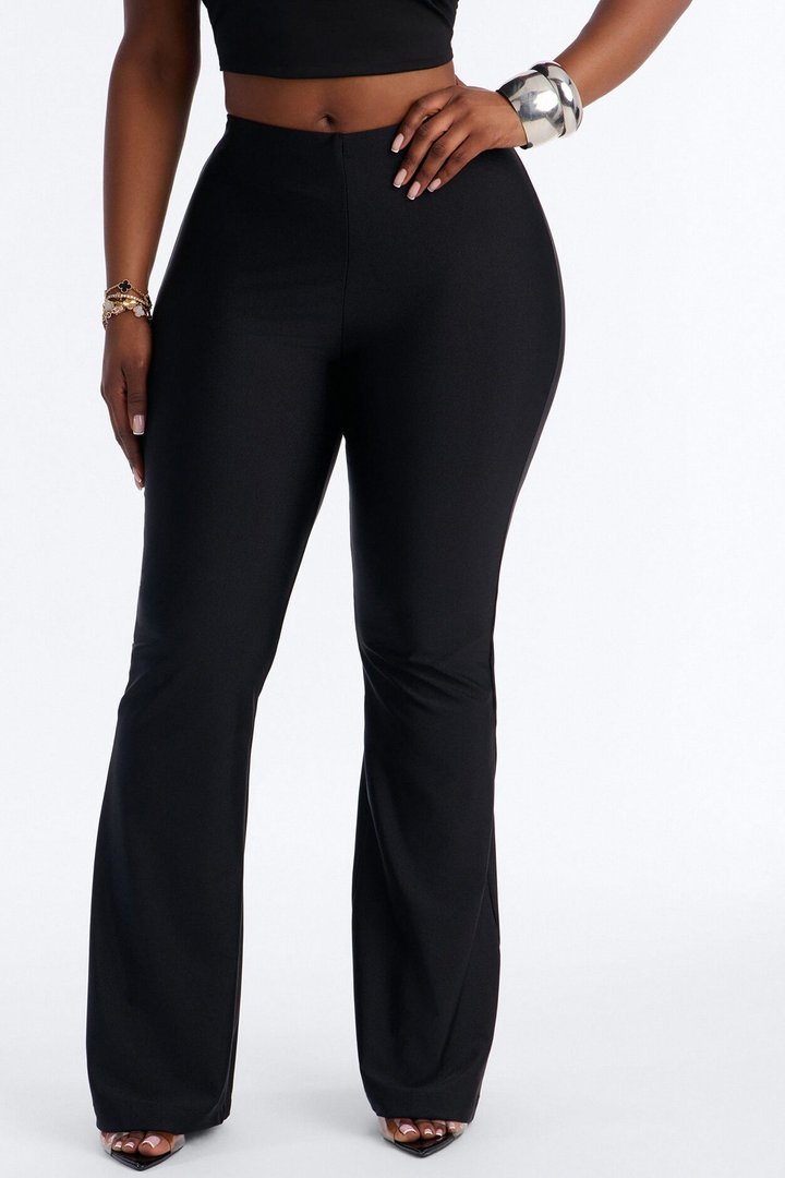 Tricot Mid Rise Flare Pant - Black