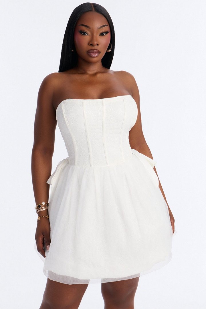 Rayna Embellished Lace Mini Dress - White