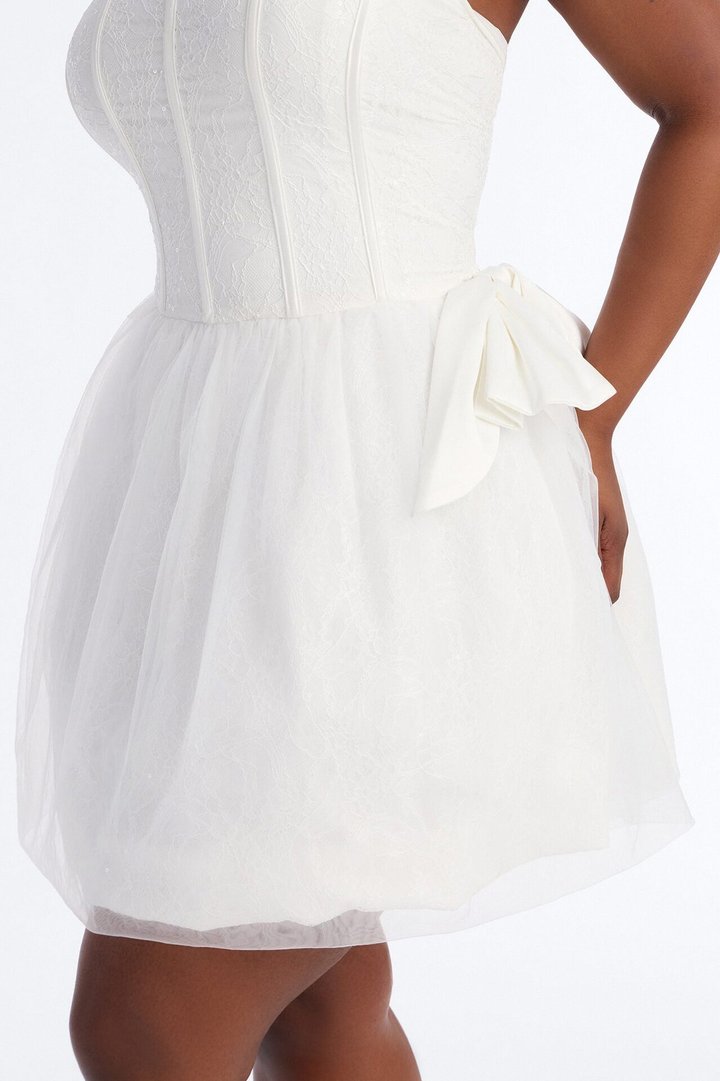 Rayna Embellished Lace Mini Dress - White
