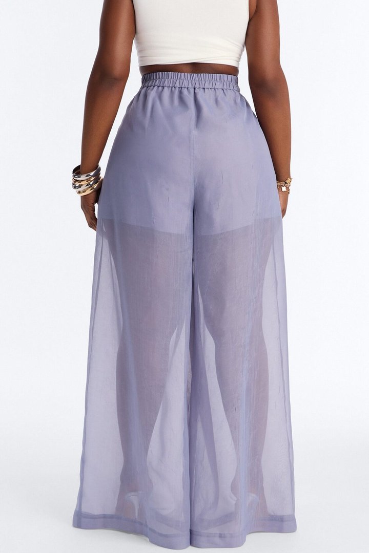 Hollie Wide Leg Organza Pant - Slate Grey