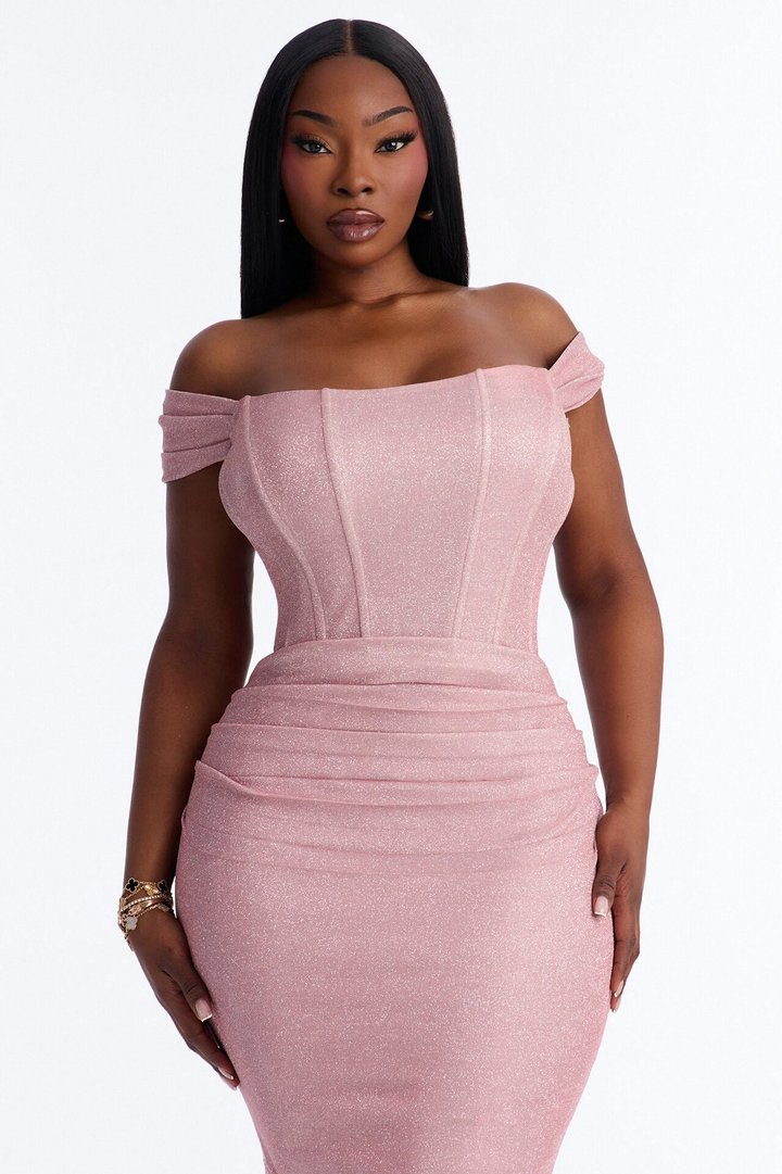 Maya Shimmer Gown - Light Pink