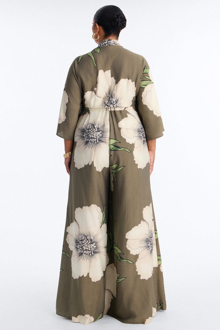 Vacation Vibe Floral Wide Leg Jumpsuit - Green
