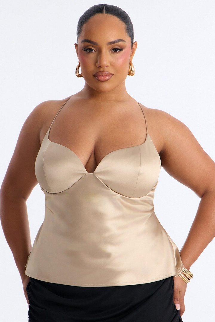 I'm The Masterpiece Satin Top - Beige