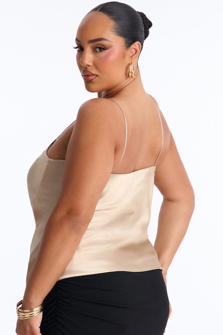 I'm The Masterpiece Satin Top - Beige