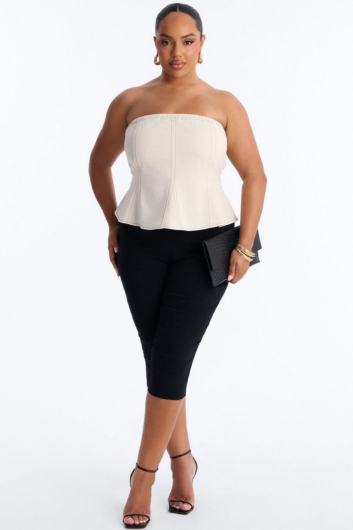 Treat Me Better Peplum Linen Top - Oatmeal