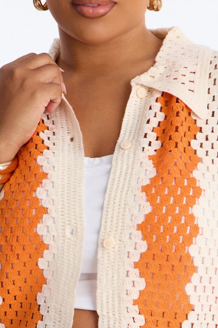 Shoreline Symphony Crochet Pant Set - Orange/combo