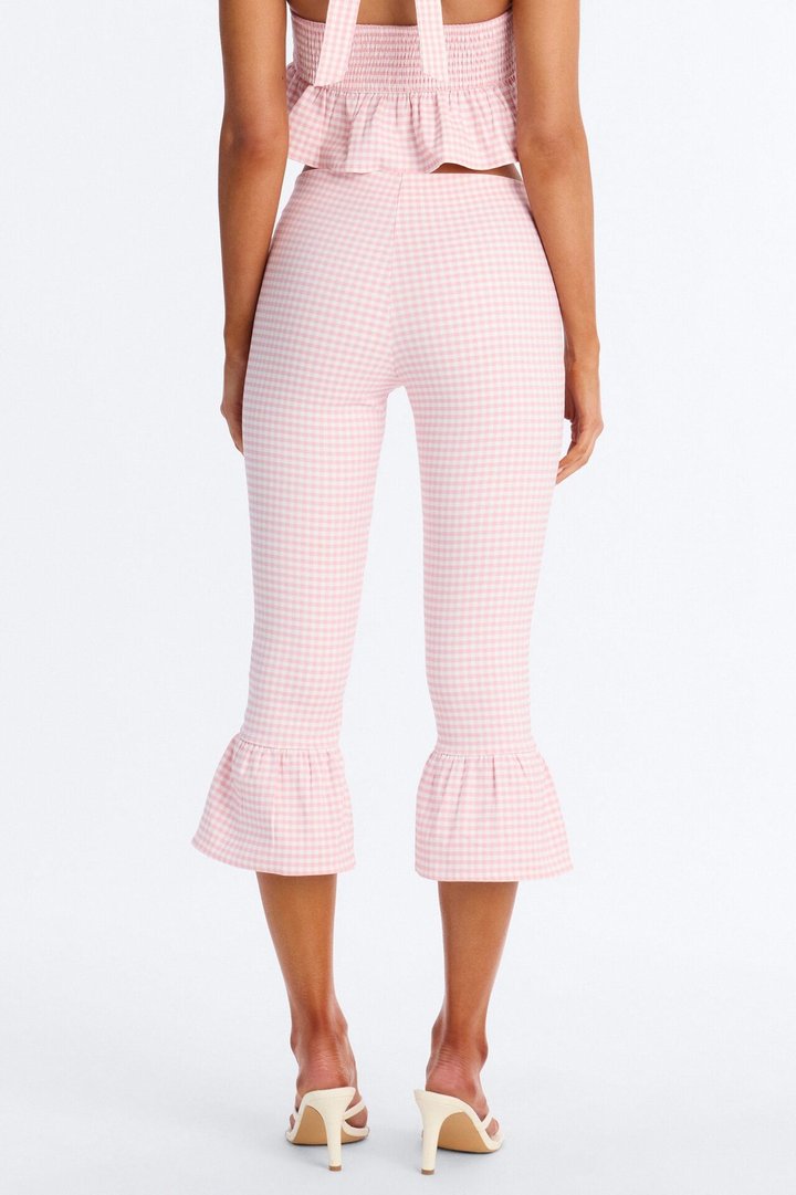 Dorothy Darling Ruffle Trim Gingham Capri - Pink