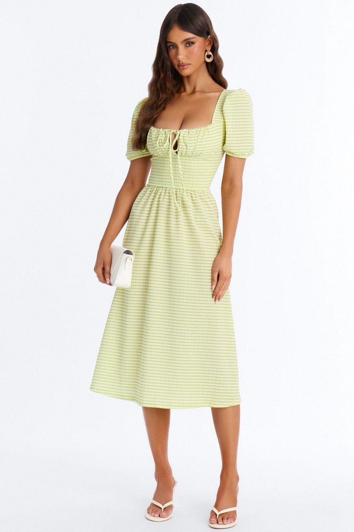 Cecelia Striped Midi Dress - Green/combo