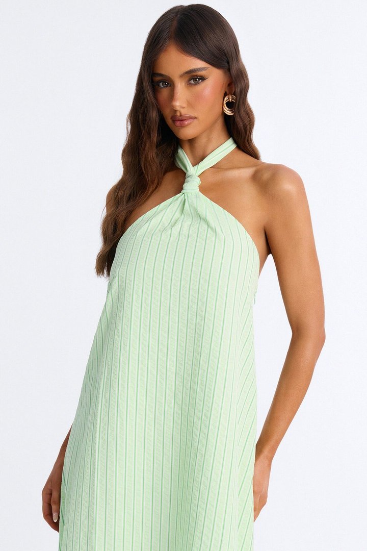 Palm Beach Halter Poplin Maxi Dress - Green