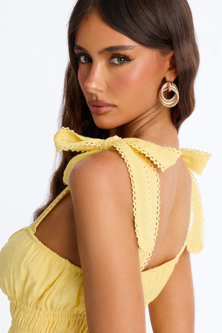 Greta Poplin Midi Dress - Yellow