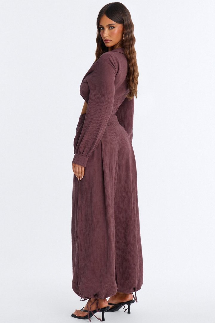 Bianca Gauze Jogger Set - Chocolate
