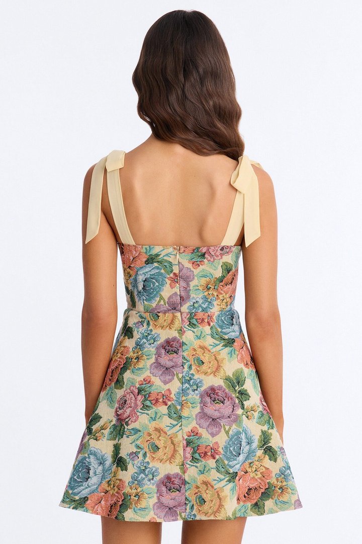 Willow Tie Shoulder Jacquard Mini Dress - Natural/Combo