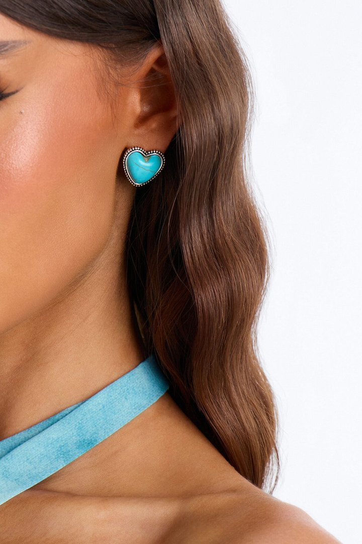 Deep Love Stud Earrings - Turquoise