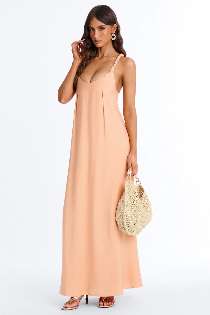 Belia Linen Maxi Dress - Orange