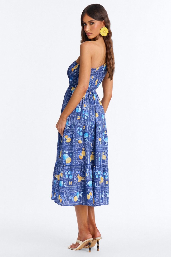 Peachy Keen Print Midi Dress - Blue/combo