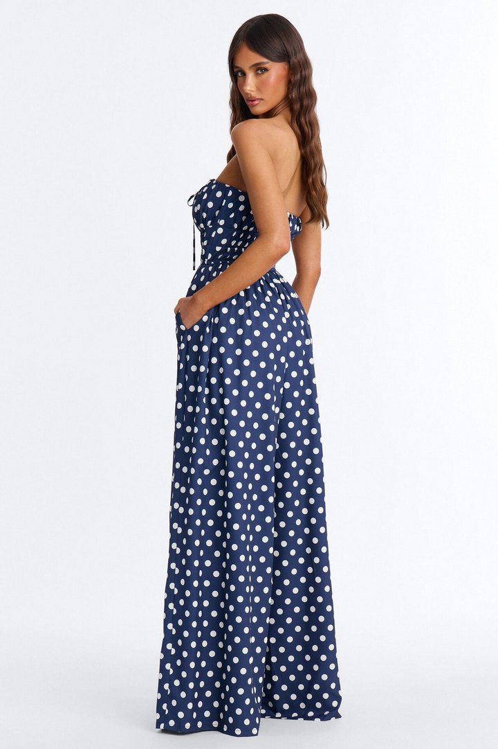 Priscilla Polka Dot Jumpsuit - Navy/combo
