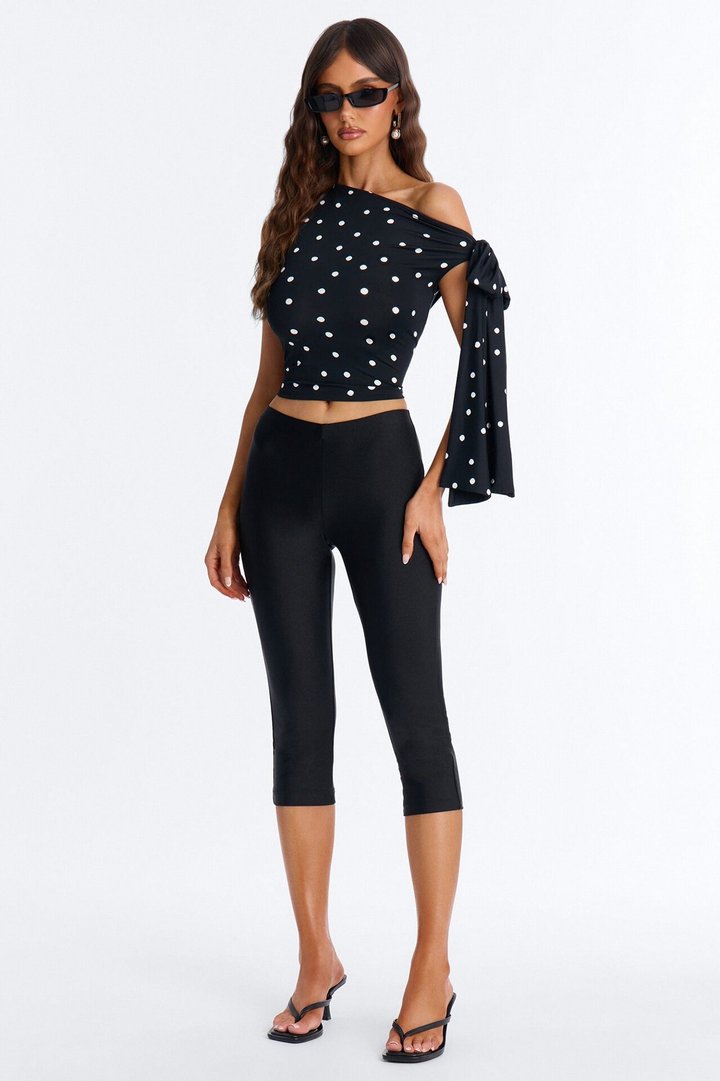 Kamari Off Shoulder Polka Dot Top - Black/combo