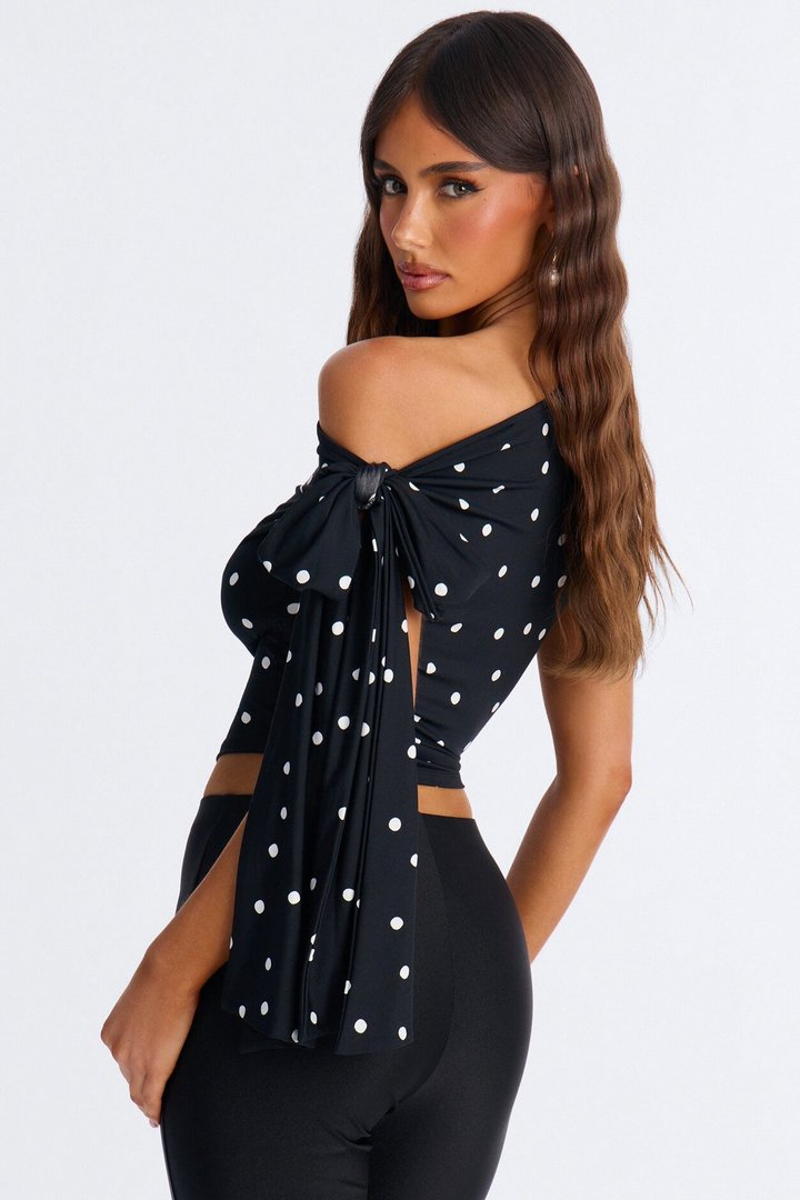 Kamari Off Shoulder Polka Dot Top - Black/combo