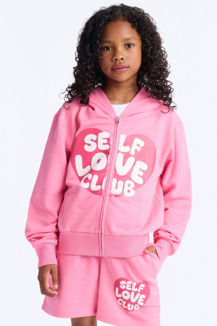 Mini Self Love Club French Terry Short Set - Light Pink