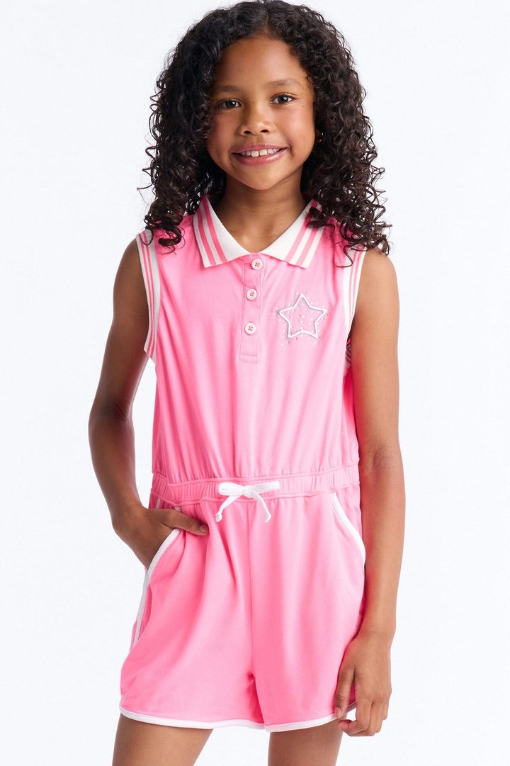 Mini Reaching For The Stars Sleeveless Romper - Pink