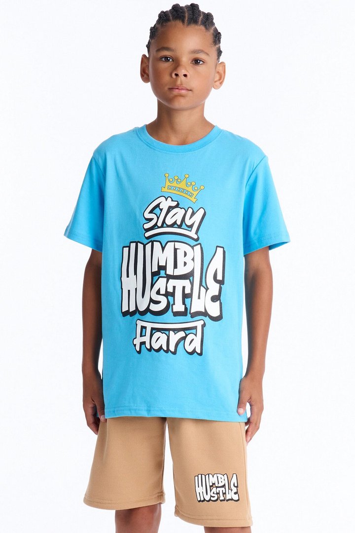 Mini Stay Humble Hustle Hard Short Set - Blue/combo
