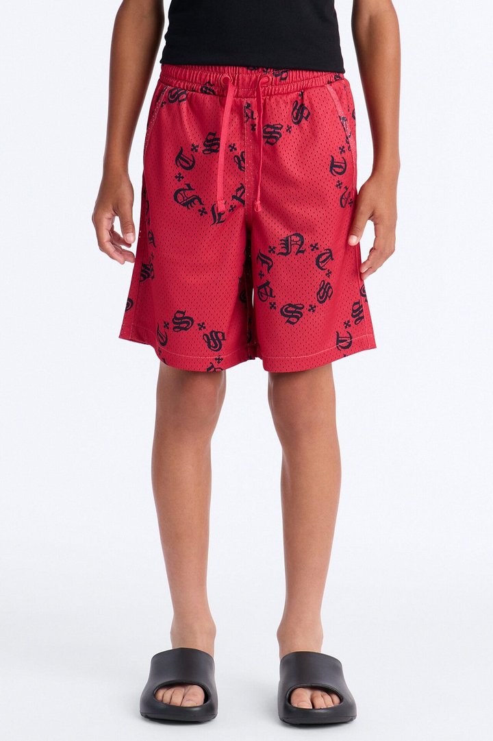 Mini Saints Mesh Shorts - Red/Black